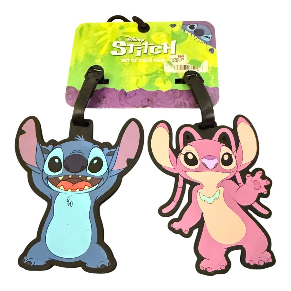 Disney Lilo and Stitch Angel Rubber Luggage Tag Set of 2 New FCFV0007JX